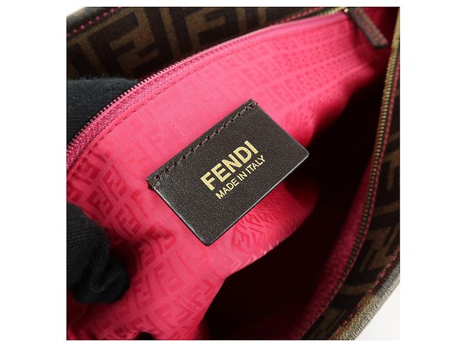 FENDI Borsa Tote e Borsa a Spalla Zucca PVC Leather Marrone Nero Rosa 8BH185 - vista 20