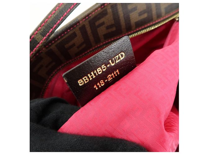 FENDI Borsa Tote e Borsa a Spalla Zucca PVC Leather Marrone Nero Rosa 8BH185 - vista 21