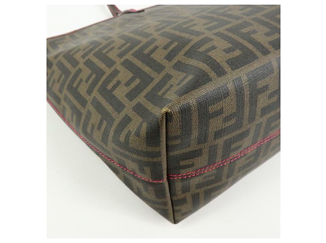 FENDI Borsa Tote e Borsa a Spalla Zucca PVC Leather Marrone Nero Rosa 8BH185 - vista 9