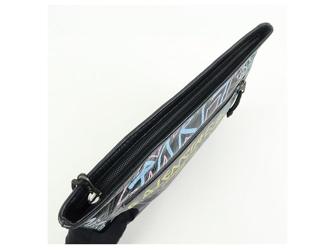 BALENCIAGA Pochette in pelle Graffiti Nero Multicolor 459745 - vista 12