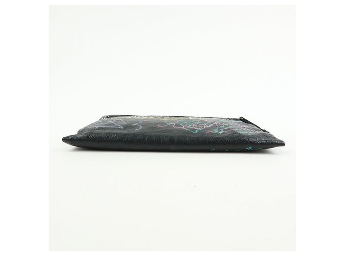 BALENCIAGA Pochette in pelle Graffiti Nero Multicolor 459745 - vista 5