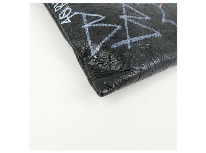 BALENCIAGA Pochette in pelle Graffiti Nero Multicolor 459745 - vista 6