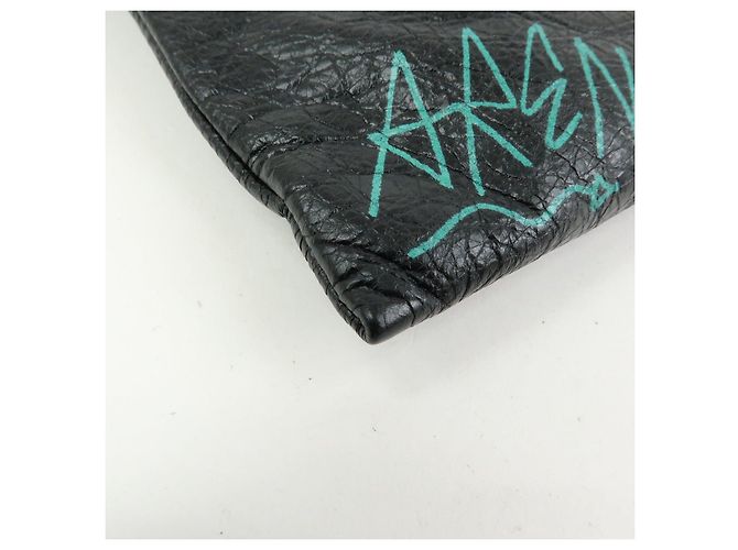 BALENCIAGA Pochette in pelle Graffiti Nero Multicolor 459745 - vista 8