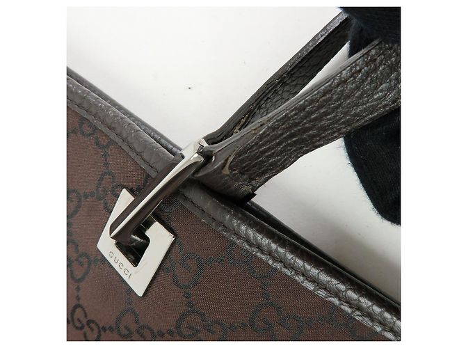 GUCCI Borsa Tote in Nylon e Pelle GG Borsa a Spalla Marrone 269123 - vista 7