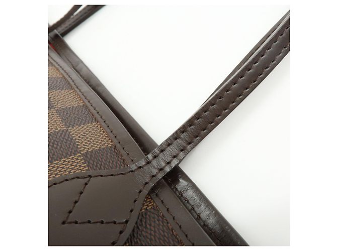 Borsa Tote Louis Vuitton Damier Ebene Canvas Leather Neverfull MM N51105 - vista 10
