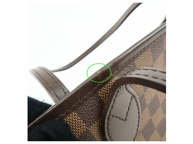 Borsa Tote Louis Vuitton Damier Ebene Canvas Leather Neverfull MM N51105 - vista 11