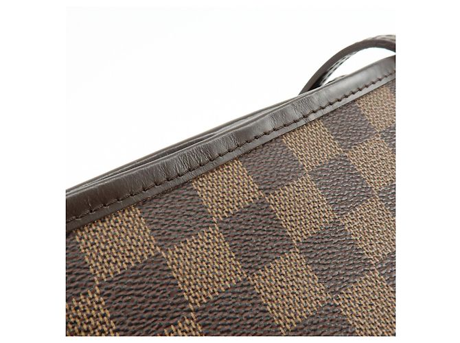 Borsa Tote Louis Vuitton Damier Ebene Canvas Leather Neverfull MM N51105 - vista 16