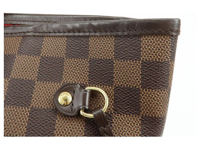 Borsa Tote Louis Vuitton Damier Ebene Canvas Leather Neverfull MM N51105 - vista 17