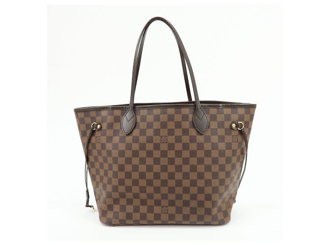 Borsa Tote Louis Vuitton Damier Ebene Canvas Leather Neverfull MM N51105 - vista 2