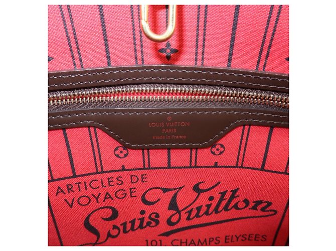 Borsa Tote Louis Vuitton Damier Ebene Canvas Leather Neverfull MM N51105 - vista 22