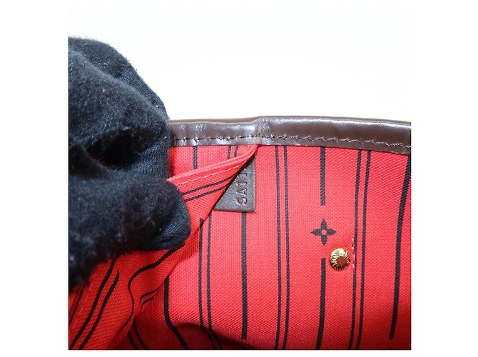 Borsa Tote Louis Vuitton Damier Ebene Canvas Leather Neverfull MM N51105 - vista 23