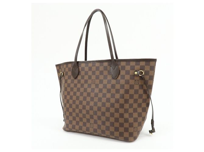 Borsa Tote Louis Vuitton Damier Ebene Canvas Leather Neverfull MM N51105 - vista 3