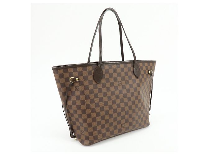 Borsa Tote Louis Vuitton Damier Ebene Canvas Leather Neverfull MM N51105 - vista 4