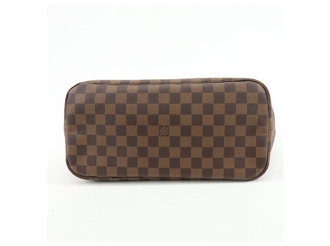 Borsa Tote Louis Vuitton Damier Ebene Canvas Leather Neverfull MM N51105 - vista 5