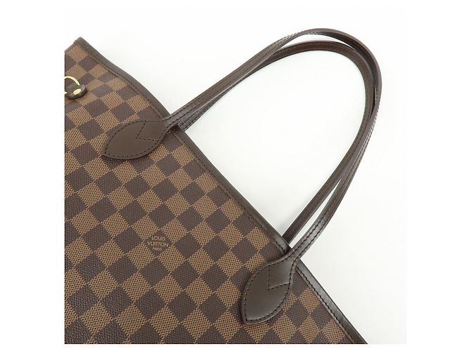 Borsa Tote Louis Vuitton Damier Ebene Canvas Leather Neverfull MM N51105 - vista 6