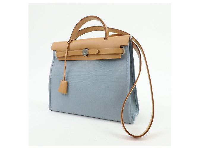 Hermès HERMES Herline Herbag Zip PM Toile Officier Vache Hunter Borsa 2Way Blu - vista 3