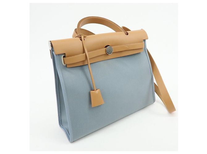 Hermès HERMES Herline Herbag Zip PM Toile Officier Vache Hunter Borsa 2Way Blu - vista 4