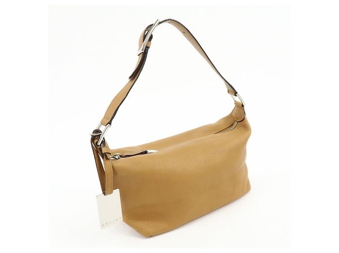 Céline Borsa a spalla e borsa a mano in pelle con logo CELINE Camel - vista 4