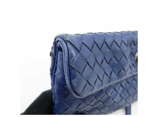 BOTTEGA VENETA Borsa a tracolla e a spalla in pelle Intrecciato Blu - vista 16