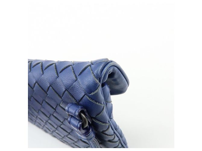 BOTTEGA VENETA Borsa a tracolla e a spalla in pelle Intrecciato Blu - vista 17