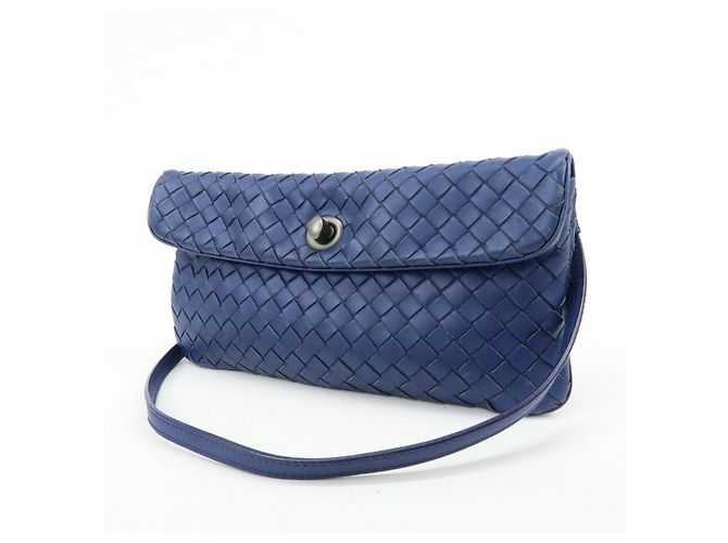 BOTTEGA VENETA Borsa a tracolla e a spalla in pelle Intrecciato Blu - vista 3