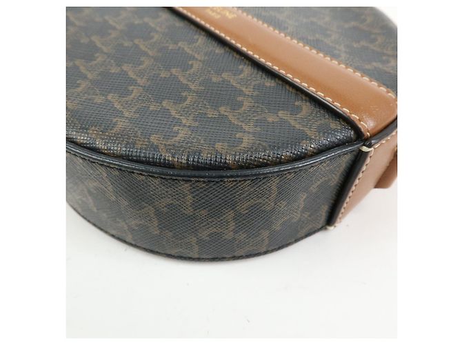 Céline CELINE Borsa a tracolla e a spalla Triomphe in PVC e pelle Marrone - vista 14