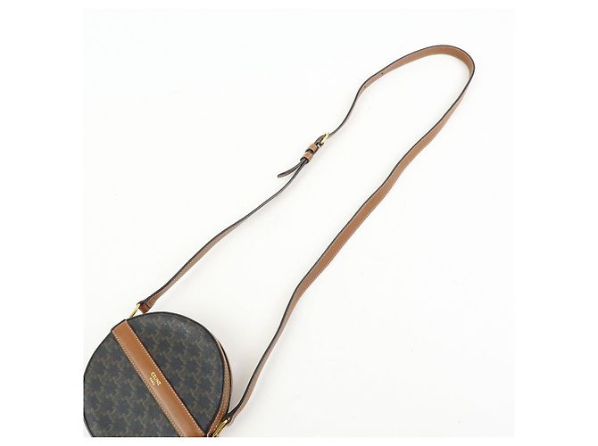 Céline CELINE Borsa a tracolla e a spalla Triomphe in PVC e pelle Marrone - vista 6