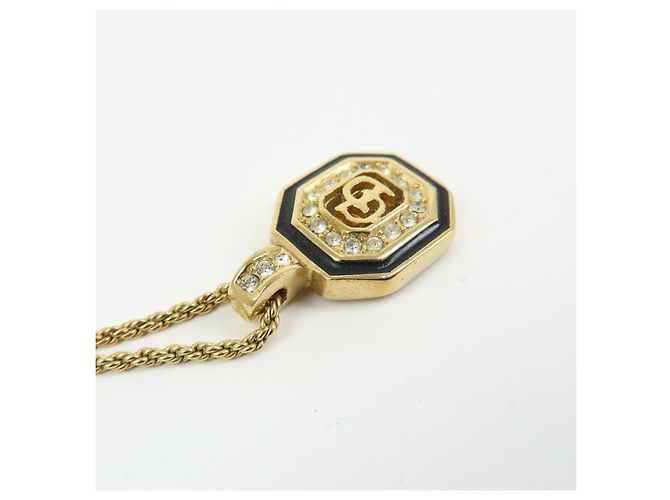Collana Choker Christian Dior CD Logo in metallo e strass Oro - vista 6