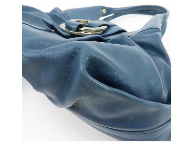 Bulgari BVLGARI Chandra Schultertasche aus Leder Double Circle Ring Turquoise Blue - Ansicht 10