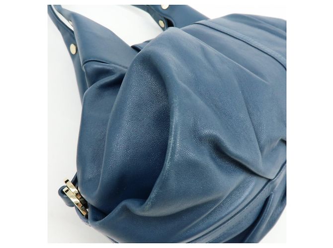 Bulgari BVLGARI Chandra Schultertasche aus Leder Double Circle Ring Turquoise Blue - Ansicht 11