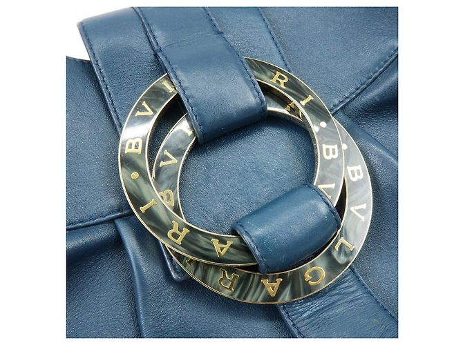 Bulgari BVLGARI Chandra Schultertasche aus Leder Double Circle Ring Turquoise Blue - Ansicht 15