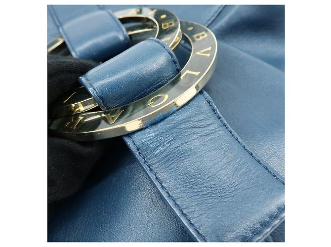 Bulgari BVLGARI Chandra Schultertasche aus Leder Double Circle Ring Turquoise Blue - Ansicht 16