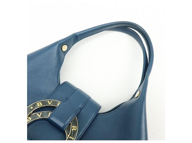 Bulgari BVLGARI Chandra Schultertasche aus Leder Double Circle Ring Turquoise Blue - Ansicht 6