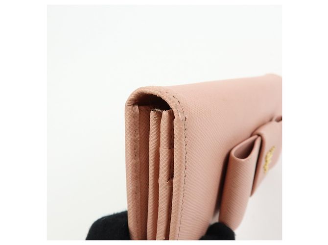 Portafoglio lungo PRADA in pelle Saffiano con nastro logo Rosa 1M1132 - vista 10