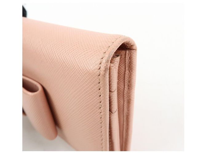 Portafoglio lungo PRADA in pelle Saffiano con nastro logo Rosa 1M1132 - vista 11