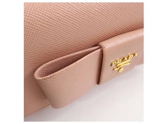 Portafoglio lungo PRADA in pelle Saffiano con nastro logo Rosa 1M1132 - vista 12