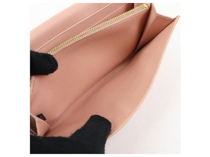 Portafoglio lungo PRADA in pelle Saffiano con nastro logo Rosa 1M1132 - vista 17