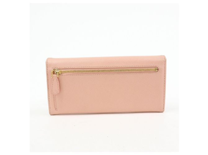 Portafoglio lungo PRADA in pelle Saffiano con nastro logo Rosa 1M1132 - vista 2