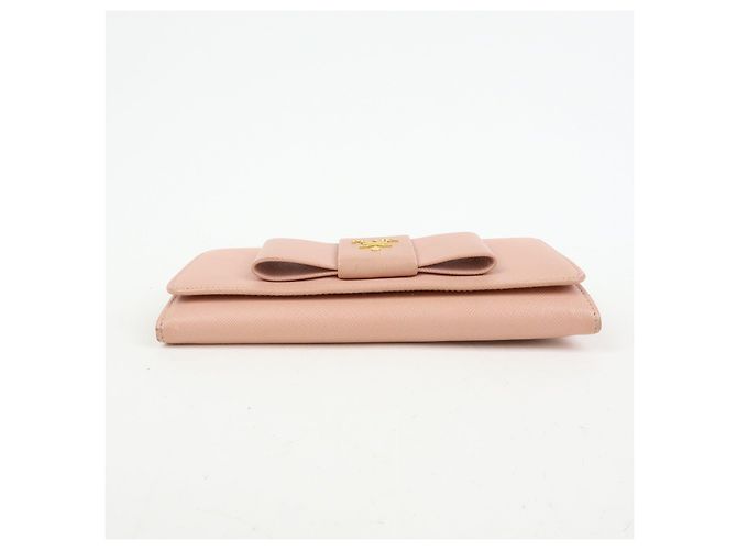 Portafoglio lungo PRADA in pelle Saffiano con nastro logo Rosa 1M1132 - vista 5