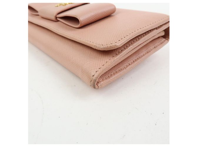Portafoglio lungo PRADA in pelle Saffiano con nastro logo Rosa 1M1132 - vista 7
