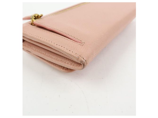 Portafoglio lungo PRADA in pelle Saffiano con nastro logo Rosa 1M1132 - vista 8