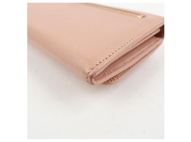 Portafoglio lungo PRADA in pelle Saffiano con nastro logo Rosa 1M1132 - vista 9