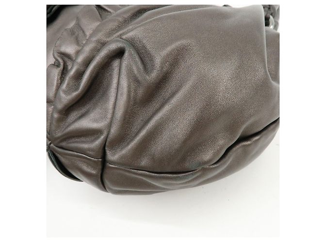 Tote PRADA Shopper aus gerafftem Nappaleder Braun - Ansicht 11