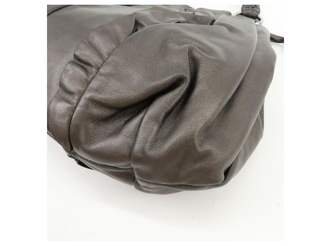 Tote PRADA Shopper aus gerafftem Nappaleder Braun - Ansicht 13