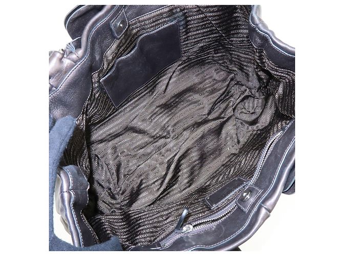 Tote PRADA Shopper aus gerafftem Nappaleder Braun - Ansicht 18