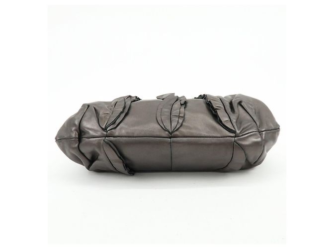 Tote PRADA Shopper aus gerafftem Nappaleder Braun - Ansicht 5