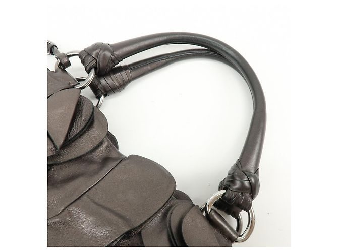 Tote PRADA Shopper aus gerafftem Nappaleder Braun - Ansicht 6
