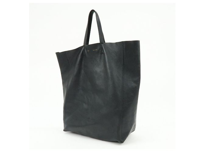 Autre Marque CELINE Horizontal Cabas Ledertasche Handtasche Schwarz - Ansicht 3