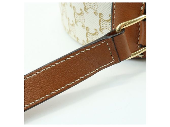 Céline Borsa a spalla e tracolla CELINE Macadam in pelle Ivory Brown - vista 10