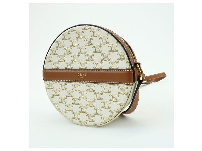 Céline Borsa a spalla e tracolla CELINE Macadam in pelle Ivory Brown - vista 3